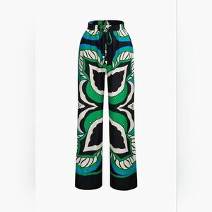 Printed Drawstring Waist Straight Leg Pants- Multi colored